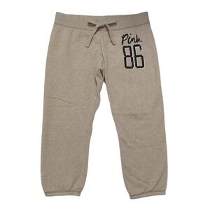 PINK Victorias Secret 86 Jogger Sweatpants Tan Heathered Womens Large Loungewear